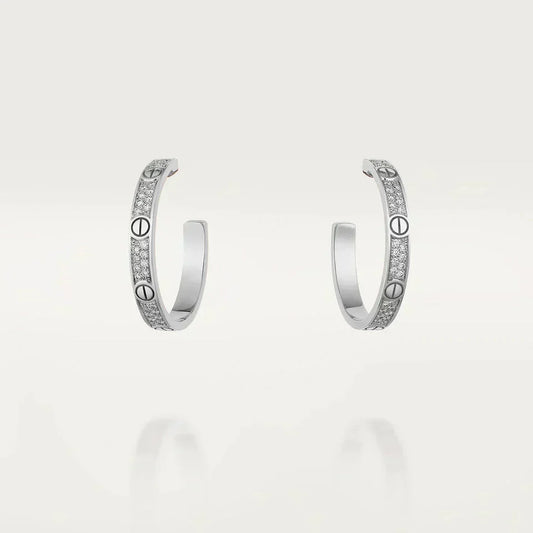 [⭐Clover Jewelry]LOVE DIAMOND SILVER HOOP EARRINGS