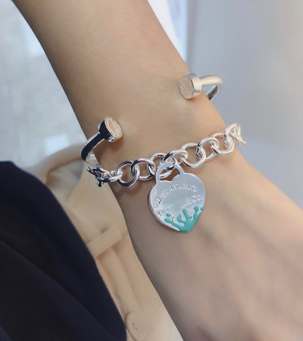 [Clover Jewelry]LOVE HEART RETURN TO TIF SILVER BRACELET