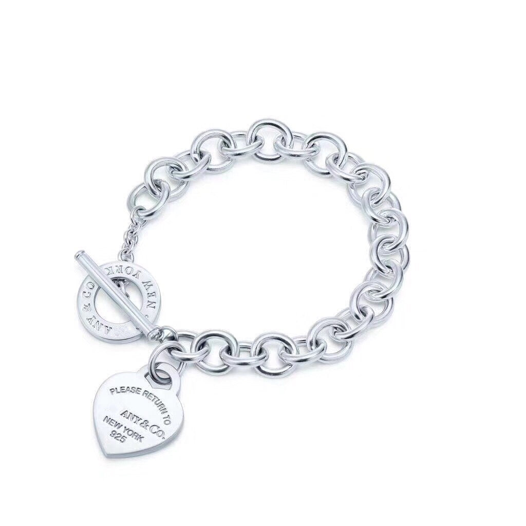 [Clover Jewelry]LOVE HEART PIN BUCKLE RETURN TO TIF SILVER BRACELET