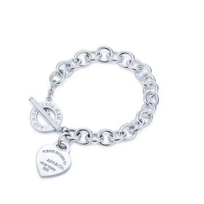 [Clover Jewelry]LOVE HEART PIN BUCKLE RETURN TO TIF SILVER BRACELET