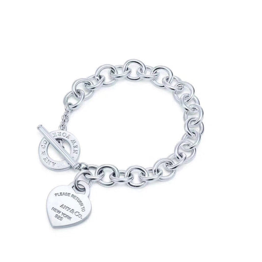 [Clover Jewelry]LOVE HEART PIN BUCKLE RETURN TO TIF SILVER BRACELET