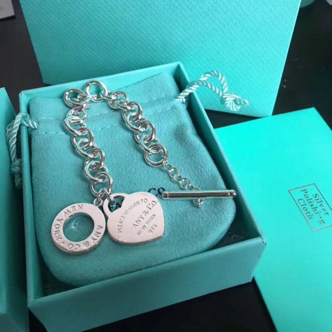 [Clover Jewelry]LOVE HEART PIN BUCKLE RETURN TO TIF SILVER BRACELET