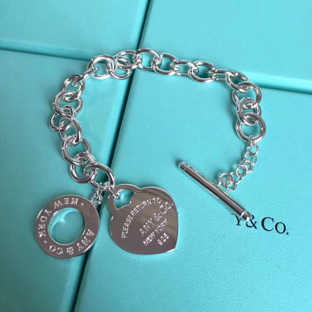 [Clover Jewelry]LOVE HEART PIN BUCKLE RETURN TO TIF SILVER BRACELET