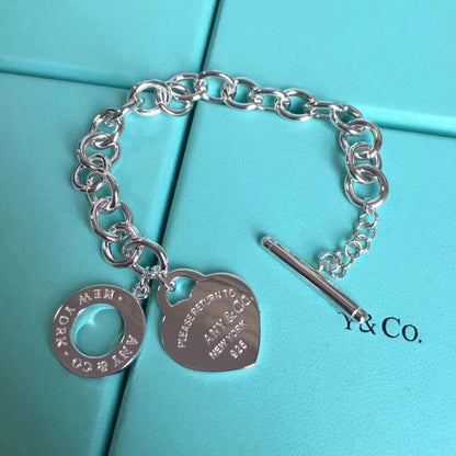 [Clover Jewelry]LOVE HEART PIN BUCKLE RETURN TO TIF SILVER BRACELET