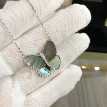 [⭐Clover Jewelry]LARGE BUTTERFLY SILVER PENDANT DIAMOND NECKLACE