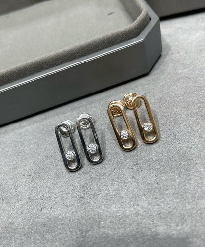 [⭐Clover Jewelry]MOVE UNO SMALL 1 DIAMOND EARRINGS