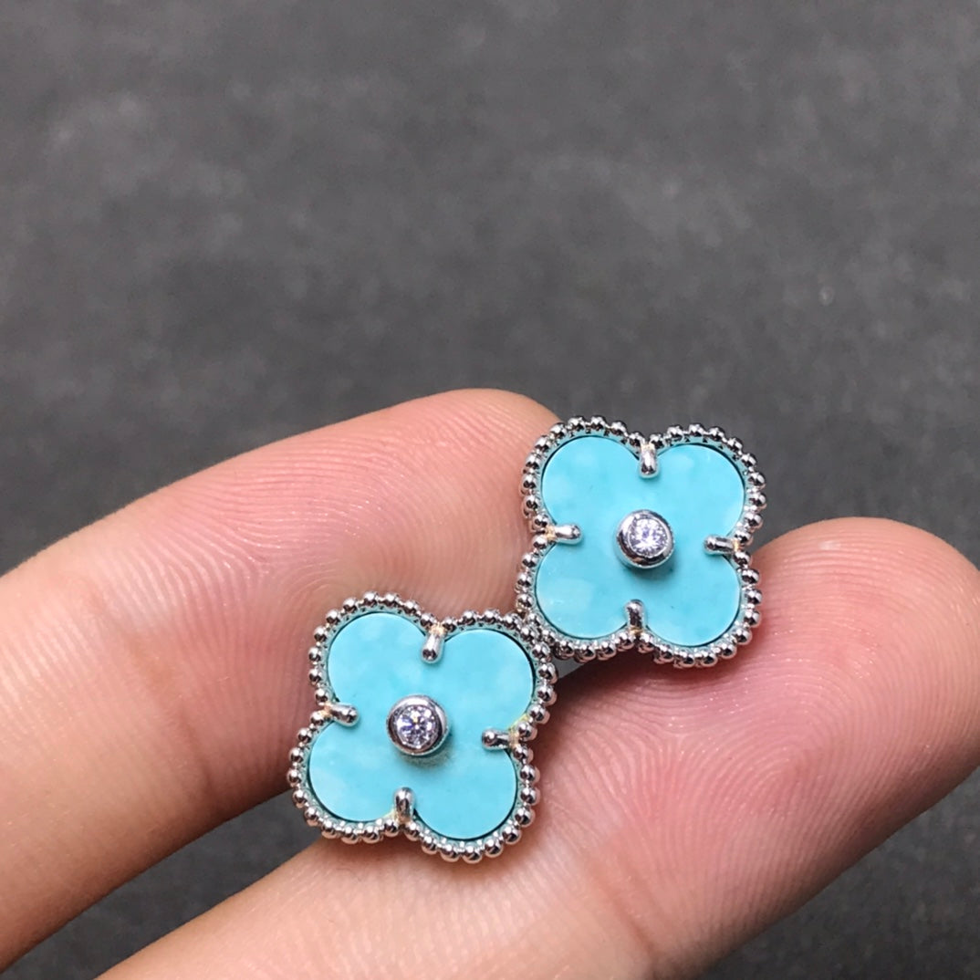 [⭐Clover Jewelry]CLOVER 1 DIAMOND BLUE SKY SILVER EARRINGS