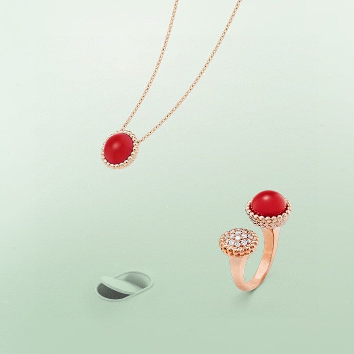 [⭐Clover Jewelry]PERLEE COULEURS DIAMOND ROSE GOLD BETWEEN THE FINGER RING