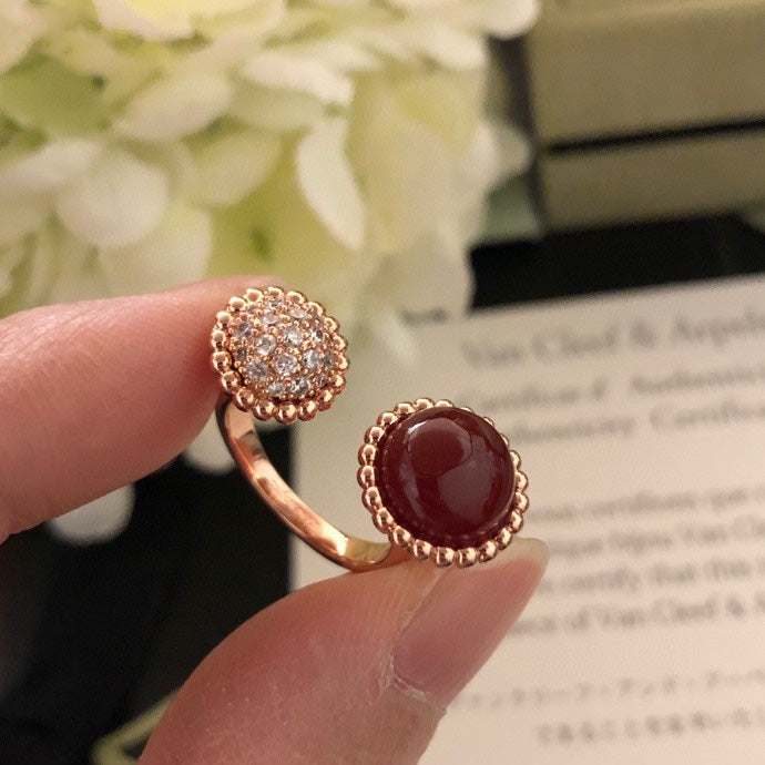 [⭐Clover Jewelry]PERLEE COULEURS DIAMOND ROSE GOLD BETWEEN THE FINGER RING