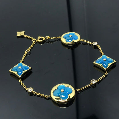[⭐Clover Jewelry]STAR AND SUN 4 MOTIF BLUE BRACELET