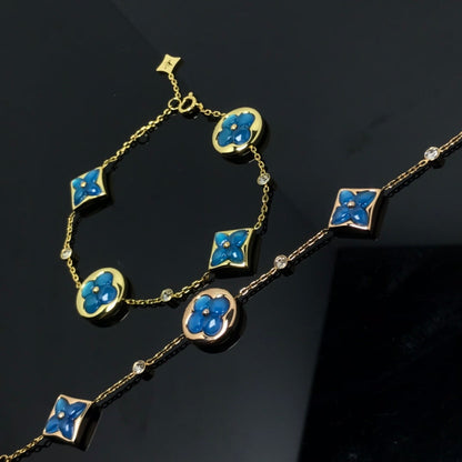 [⭐Clover Jewelry]STAR AND SUN 4 MOTIF BLUE BRACELET