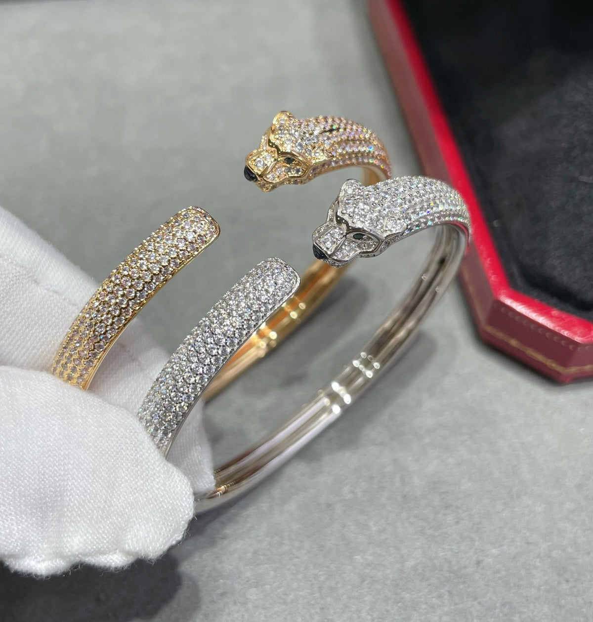 [⭐Clover Jewelry]PANTHERE FULL DIAMOND OPEN BRACELET