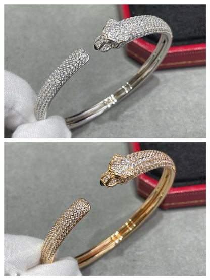 [⭐Clover Jewelry]PANTHERE FULL DIAMOND OPEN BRACELET