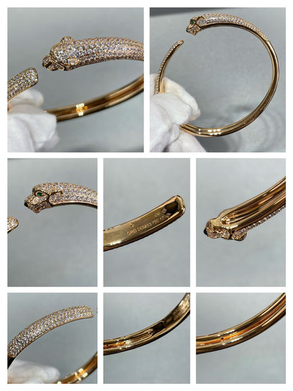 [⭐Clover Jewelry]PANTHERE FULL DIAMOND OPEN BRACELET