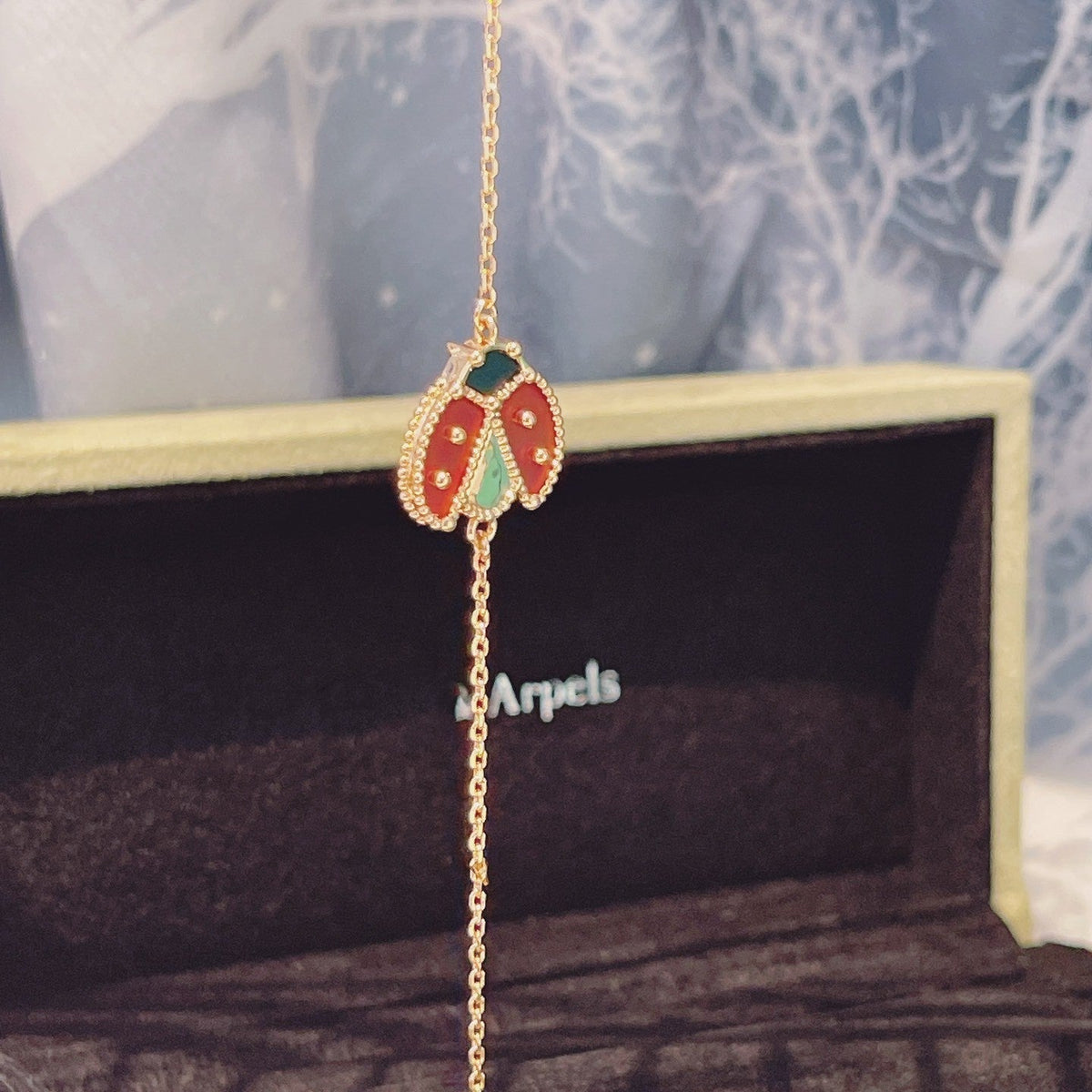 [⭐Clover Jewelry]LUCKY SPRING 1 MOTIF PINK GOLD BRACELET
