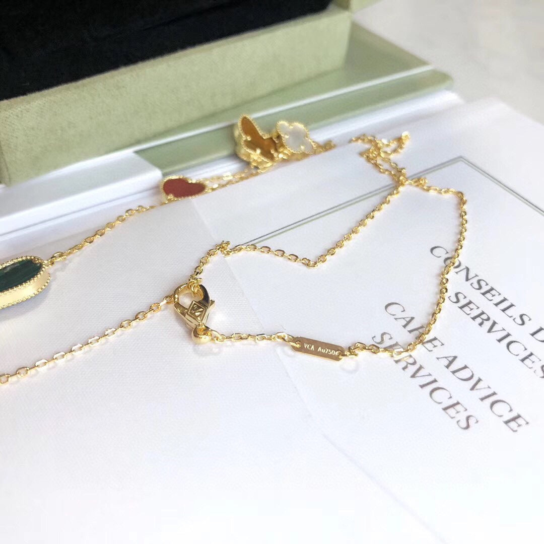 [⭐Clover Jewelry]LUCKY SPRING 4 MOTIFS ROSE GOLD NECKLACE