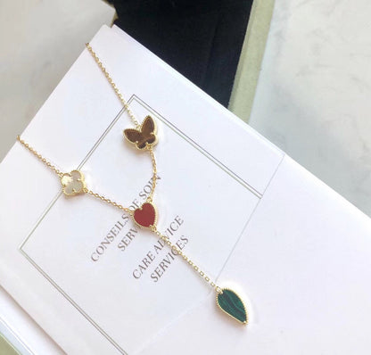 [⭐Clover Jewelry]LUCKY SPRING 4 MOTIFS ROSE GOLD NECKLACE