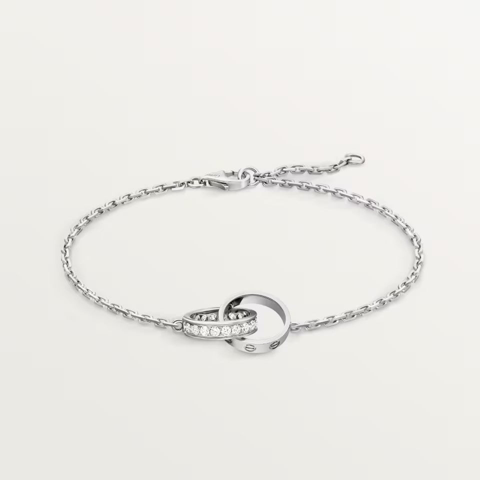 [⭐Clover Jewelry]LOVE DOUBLE RING HALF DIAMOND BRACELET