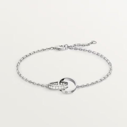 [⭐Clover Jewelry]LOVE DOUBLE RING HALF DIAMOND BRACELET