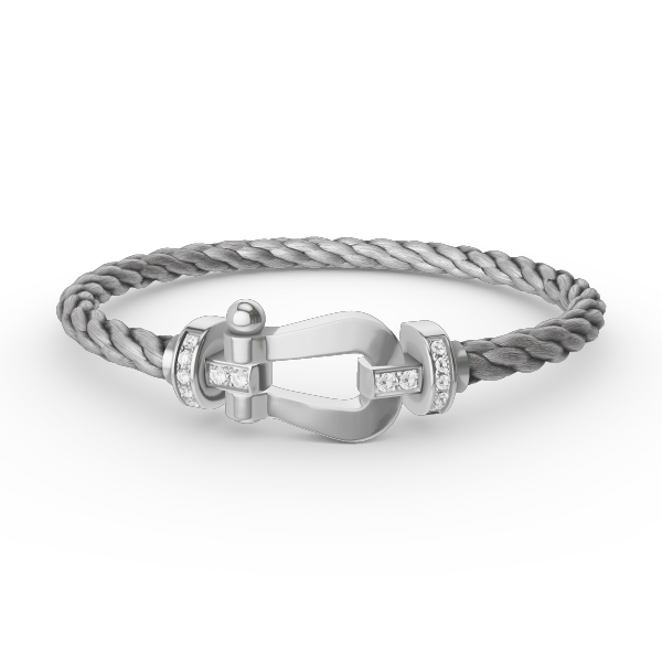 [⭐Clover Jewelry]FORCE LARGE HORSESHOE HALF DIAMOND BRACELET SILVER