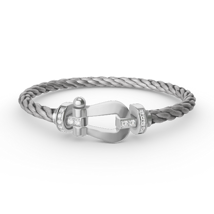[⭐Clover Jewelry]FORCE LARGE HORSESHOE HALF DIAMOND BRACELET SILVER