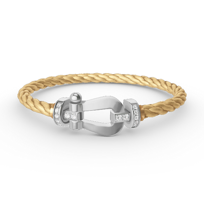 [⭐Clover Jewelry]FORCE LARGE HORSESHOE HALF DIAMOND BRACELET SILVER