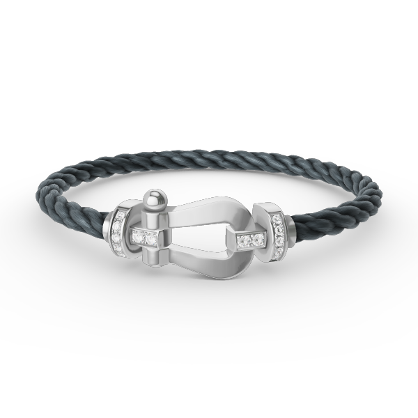[⭐Clover Jewelry]FORCE LARGE HORSESHOE HALF DIAMOND BRACELET SILVER