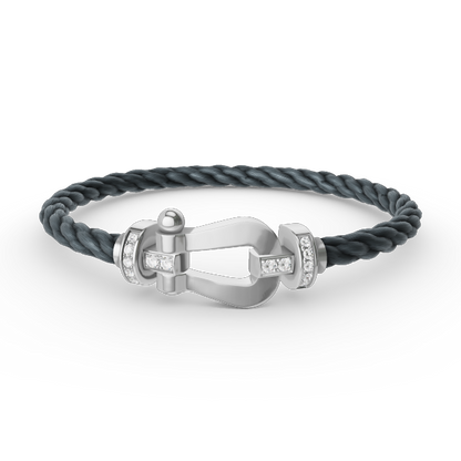 [⭐Clover Jewelry]FORCE LARGE HORSESHOE HALF DIAMOND BRACELET SILVER