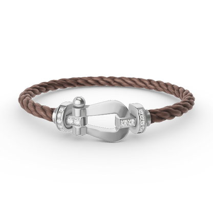 [⭐Clover Jewelry]FORCE LARGE HORSESHOE HALF DIAMOND BRACELET SILVER