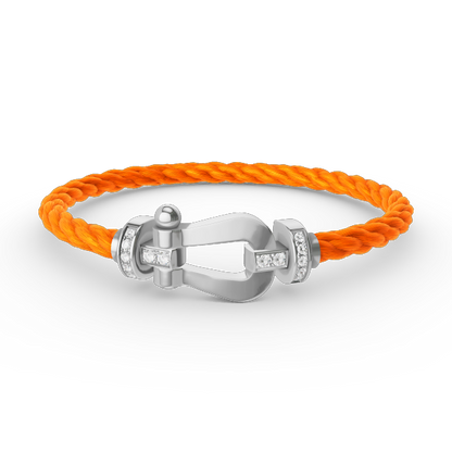 [⭐Clover Jewelry]FORCE LARGE HORSESHOE HALF DIAMOND BRACELET SILVER