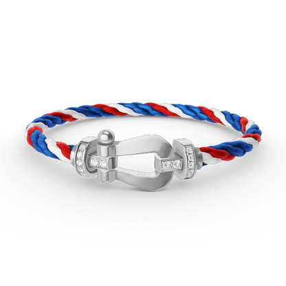 [⭐Clover Jewelry]FORCE LARGE HORSESHOE HALF DIAMOND BRACELET SILVER