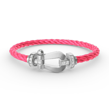 [⭐Clover Jewelry]FORCE LARGE HORSESHOE HALF DIAMOND BRACELET SILVER