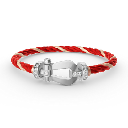 [⭐Clover Jewelry]FORCE LARGE HORSESHOE HALF DIAMOND BRACELET SILVER