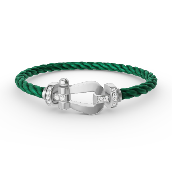 [⭐Clover Jewelry]FORCE LARGE HORSESHOE HALF DIAMOND BRACELET SILVER