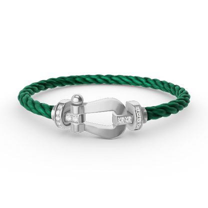 [⭐Clover Jewelry]FORCE LARGE HORSESHOE HALF DIAMOND BRACELET SILVER