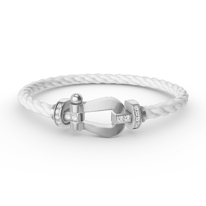 [⭐Clover Jewelry]FORCE LARGE HORSESHOE HALF DIAMOND BRACELET SILVER