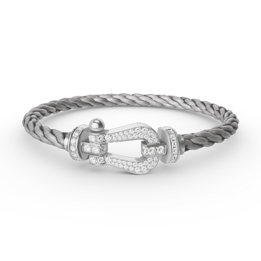 [⭐Clover Jewelry]FORCE LARGE HORSESHOE FULL DIAMOND BRACELET SILVER