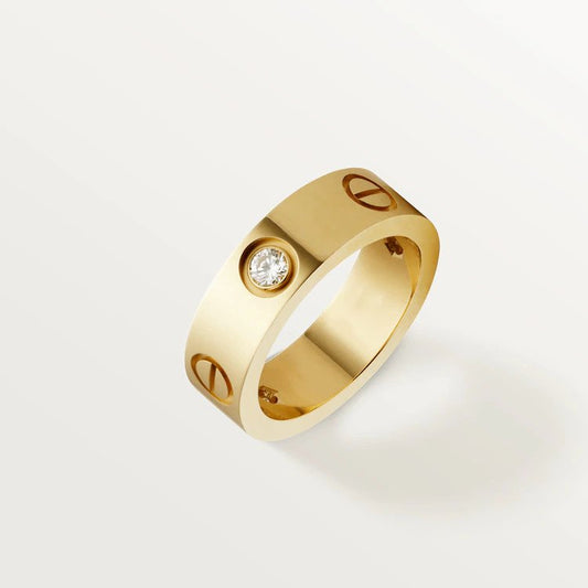 [⭐Clover Jewelry]LOVE RING 5.5MM 3 DIAMONDS PINK GOLD