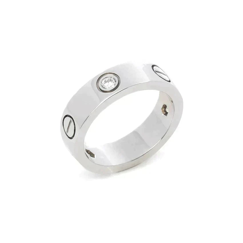 [⭐Clover Jewelry]LOVE RING 5.5MM 3 DIAMONDS SILVER