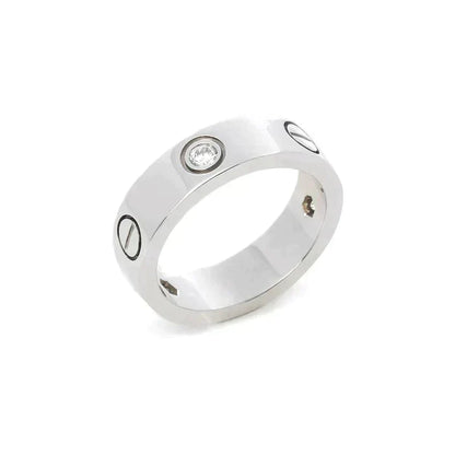 [⭐Clover Jewelry]LOVE RING 5.5MM 3 DIAMONDS SILVER