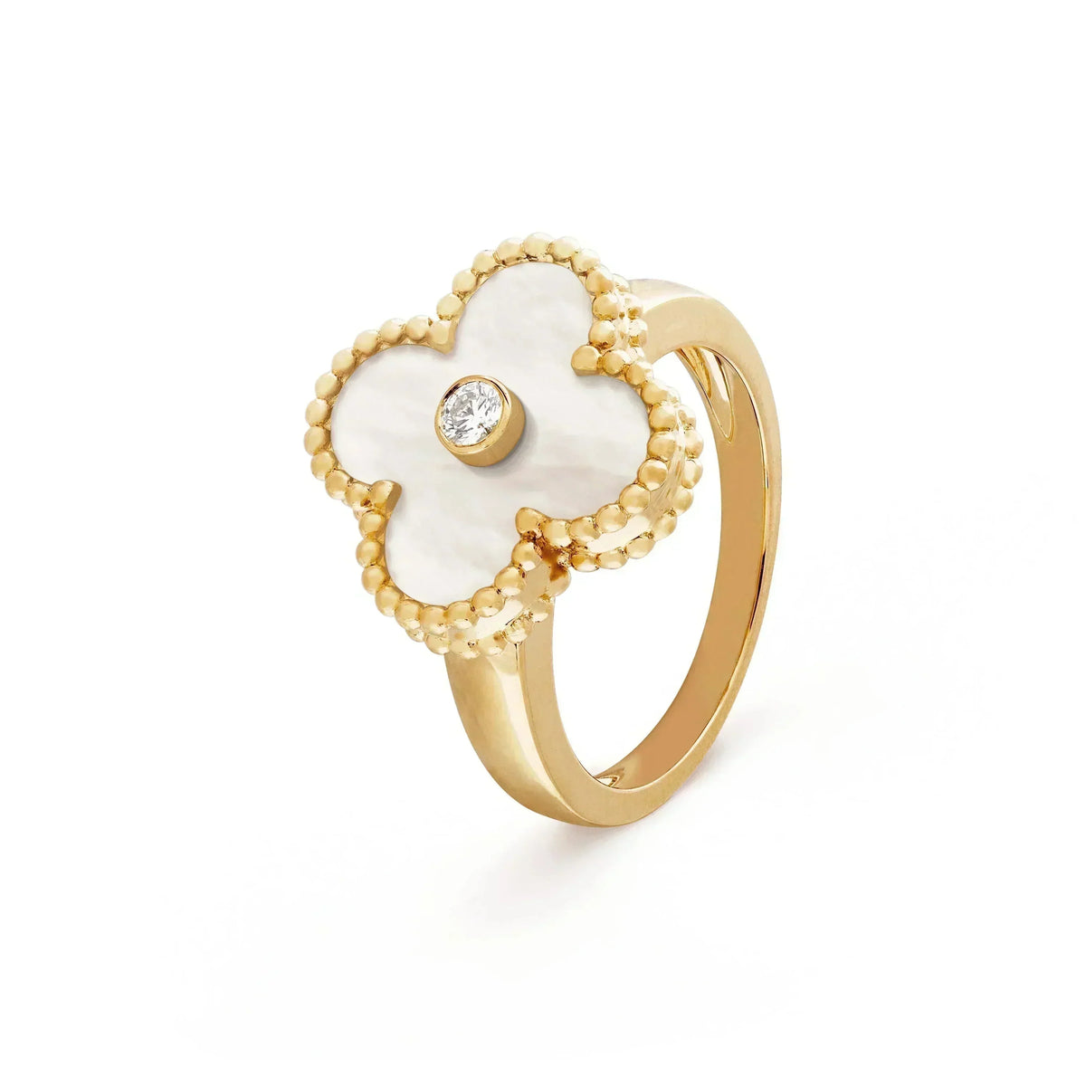 [⭐Clover Jewelry]CLOVER PINK MOP RING GOLD DIAMOND