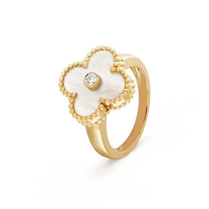 [⭐Clover Jewelry]CLOVER PINK MOP RING GOLD DIAMOND