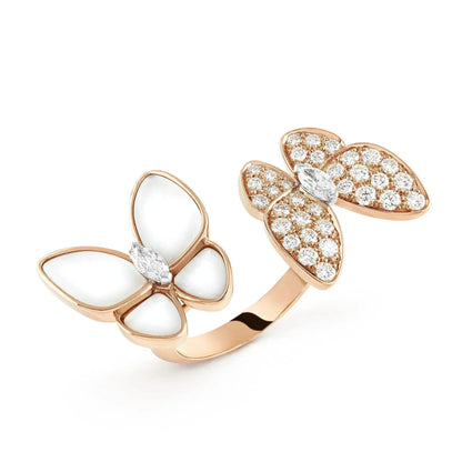 [⭐Clover Jewelry]TWIN BUTTERFLY DIAMOND MOP RING